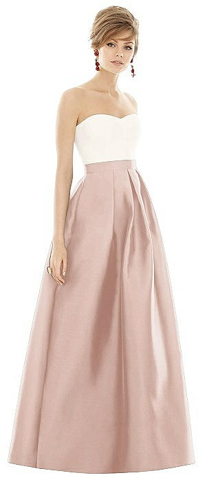 Strapless Pleated Skirt Maxi Dress with Pockets