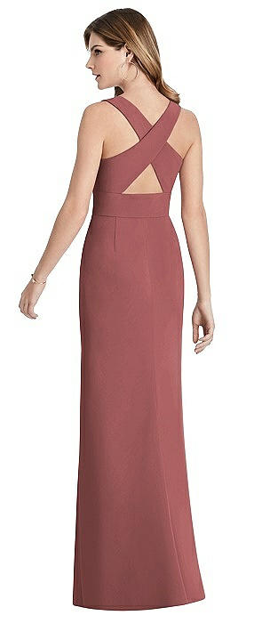 Criss Cross Back Trumpet Gown with Front Slit