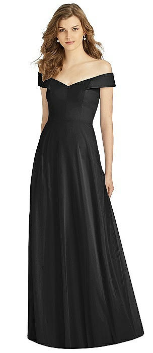 black off the shoulder bridesmaid dress