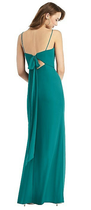 Tie-Back Cutout Trumpet Gown with Front Slit