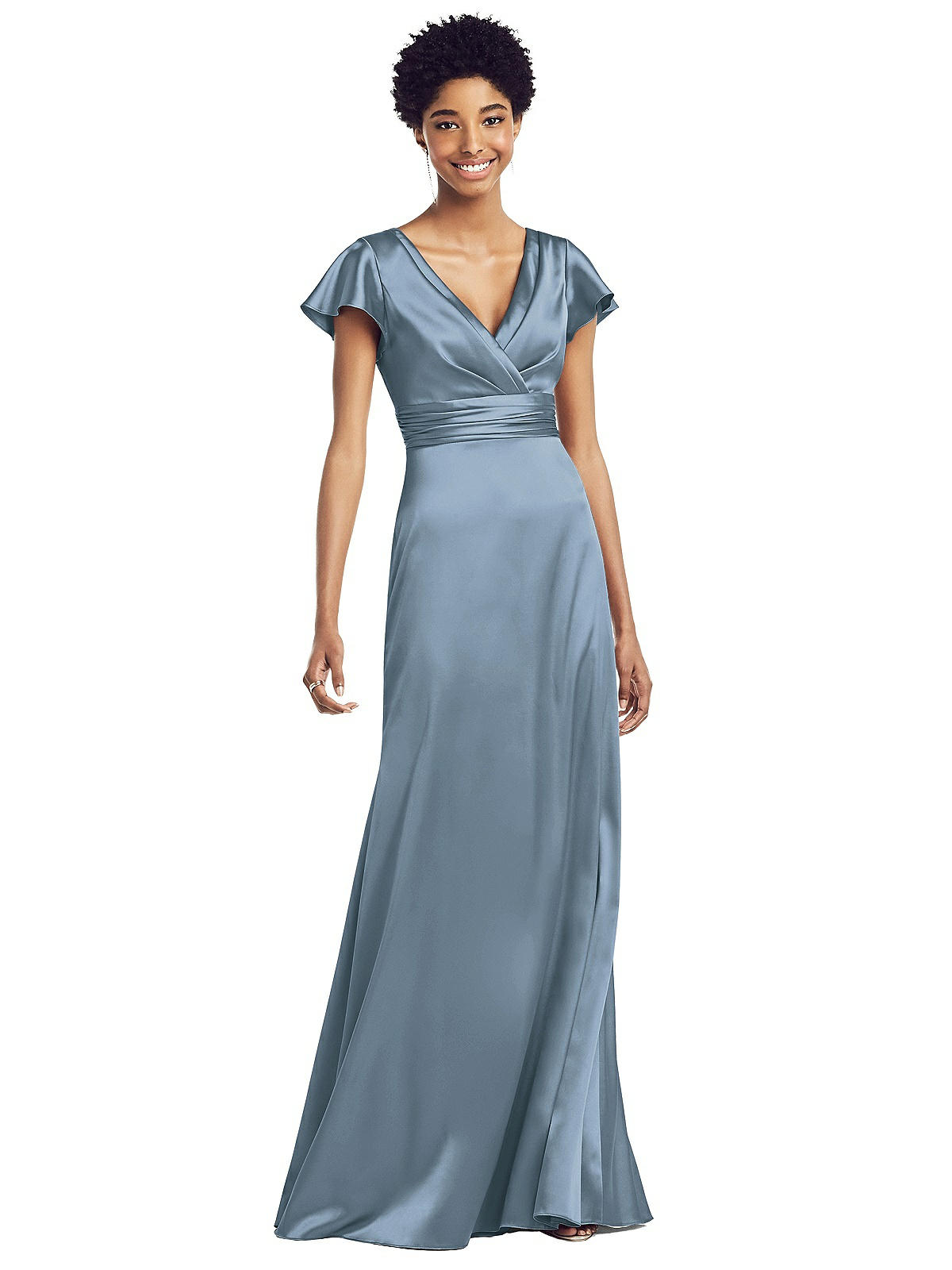 bridesmaid dress with flutter sleeves
