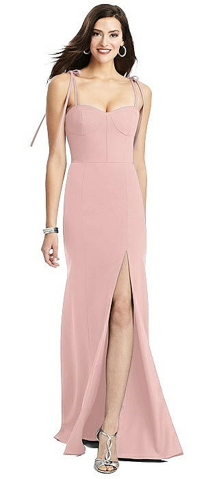 Bustier Crepe Gown with Adjustable Bow Straps