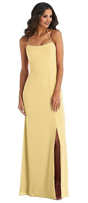 Spaghetti Strap Tie Halter Backless Trumpet Gown