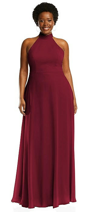 burgundy halter dresses