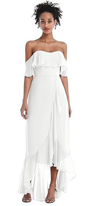 Off-the-Shoulder Ruffled High Low Maxi Dress
