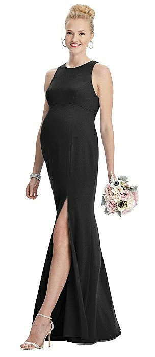 black halter maternity dress