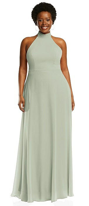 sage green high neck dress