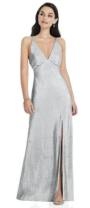 metallic silver bridesmaid dresses