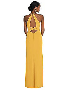 Halter Criss Cross Cutout Back Maxi Bridesmaid Dress | The Dessy Group