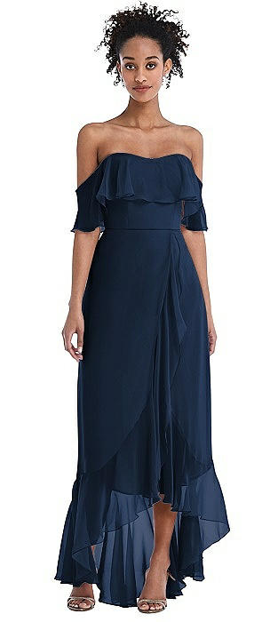 navy high low bridesmaid dress