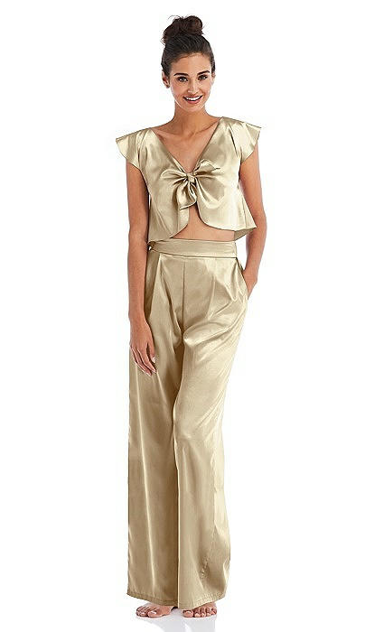 Satin Wide-Leg Lounge Pants with Pockets - Ray