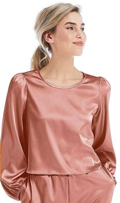 Satin Pullover Puff Sleeve Top - Parker