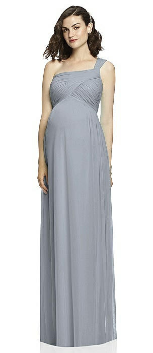 One-Shoulder Asymmetrical Draped Wrap Maternity Dress