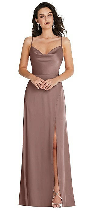 Cowl-Neck A-Line Maxi Dress with Adjustable Straps