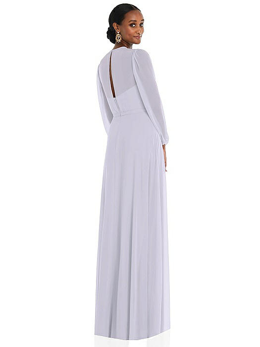 Strapless Chiffon Maxi Bridesmaid Dress With Puff Sleeve Blouson ...