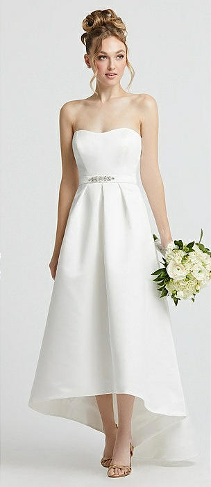 Sweetheart Strapless High Low Wedding Dress with Beaded Belt