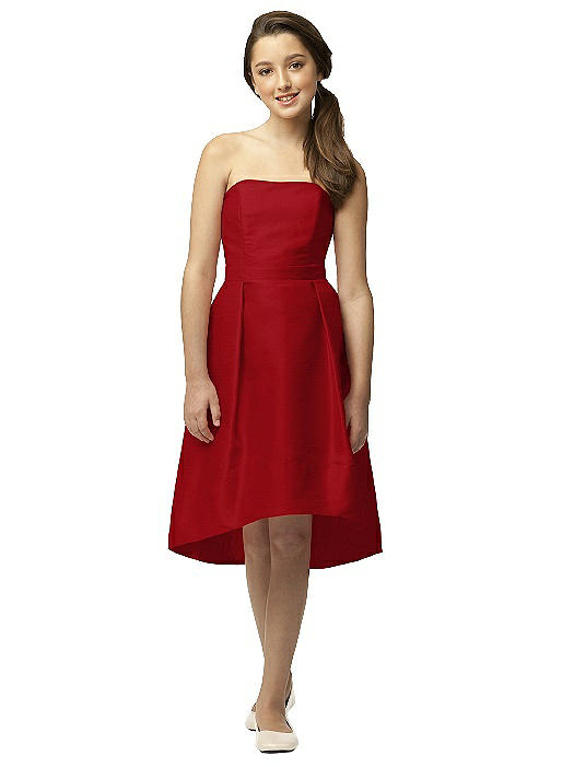 Strapless Junior Bridesmaid Dresses with Sash Burgundy