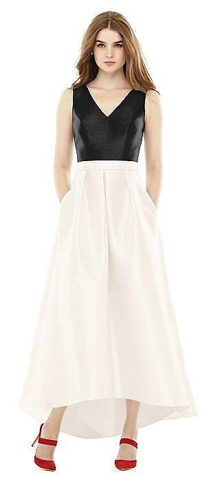 Sleeveless Pleated Skirt High Low Dress with Pockets