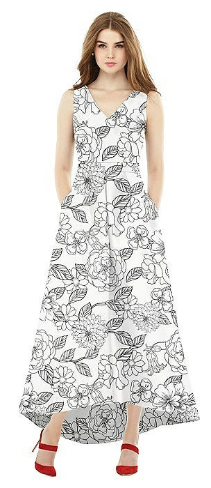 Floral Sleeveless High Low Dress with Pockets