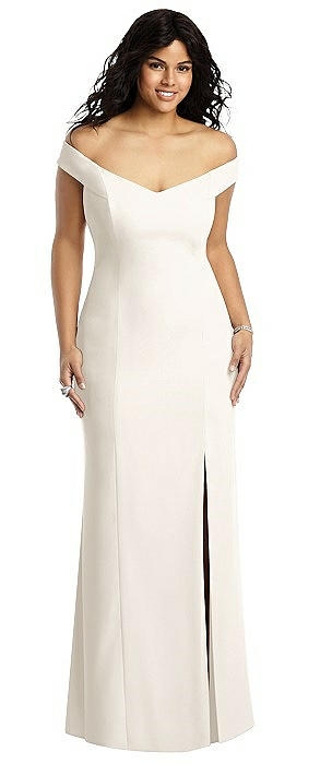 Off-the-Shoulder Criss Cross Back Trumpet Gown
