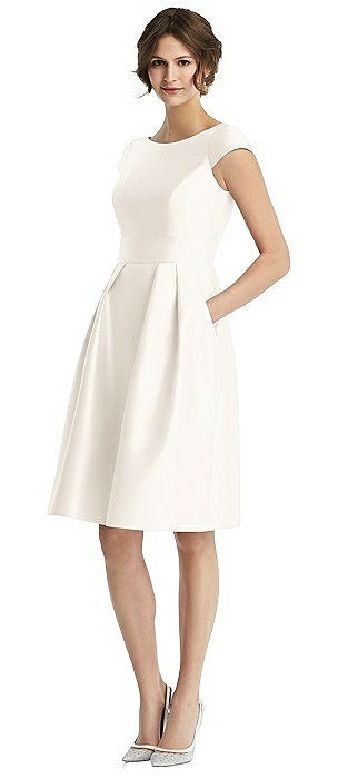 Cap Sleeve Pleated Cocktail Dress with Pockets