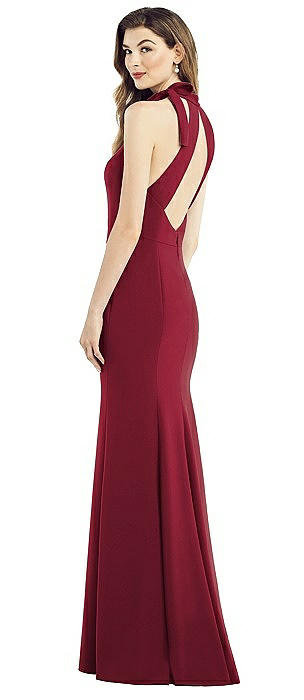 Bow-Neck Open-Back Trumpet Gown