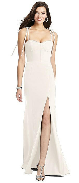Bustier Crepe Gown with Adjustable Bow Straps