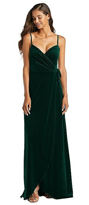 Velvet Wrap Maxi Bridesmaid Dress With 