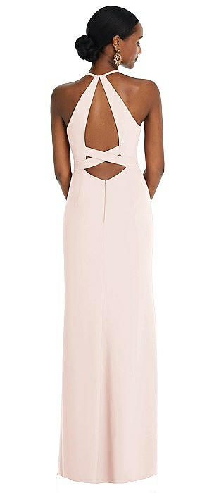 Blush Open Back Bridesmaid Dresses 