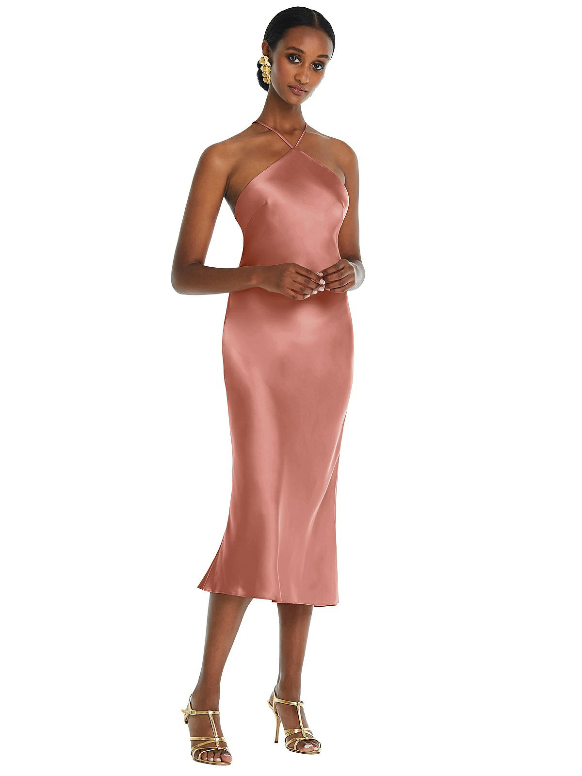 Diamond Halter Bias Midi Slip 