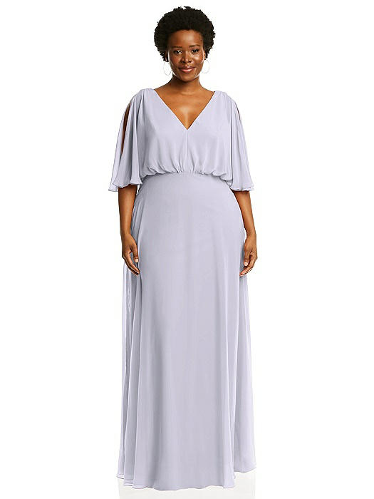 V-Neck Split Sleeve Blouson Bodice Maxi 