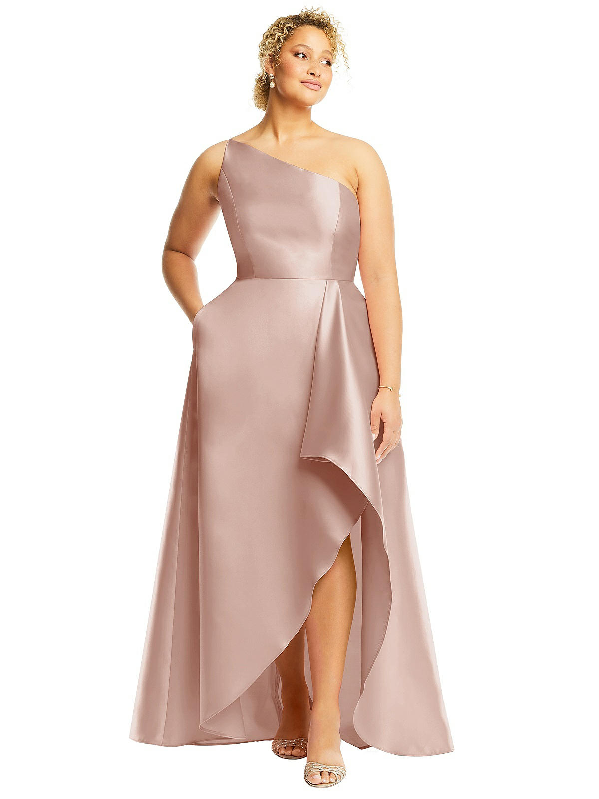 One-Shoulder Satin Bridesmaid Dress 