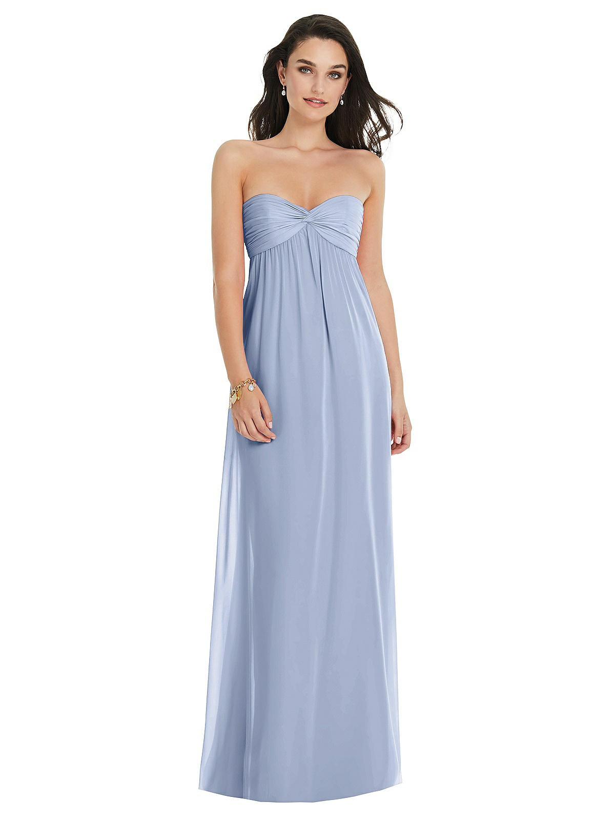 Twist Shirred Strapless Empire Waist 