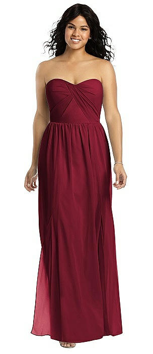 Burgundy Strapless Bridesmaid Dresses 