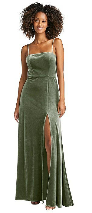 Sage Lux Velvet Bridesmaid Dresses 