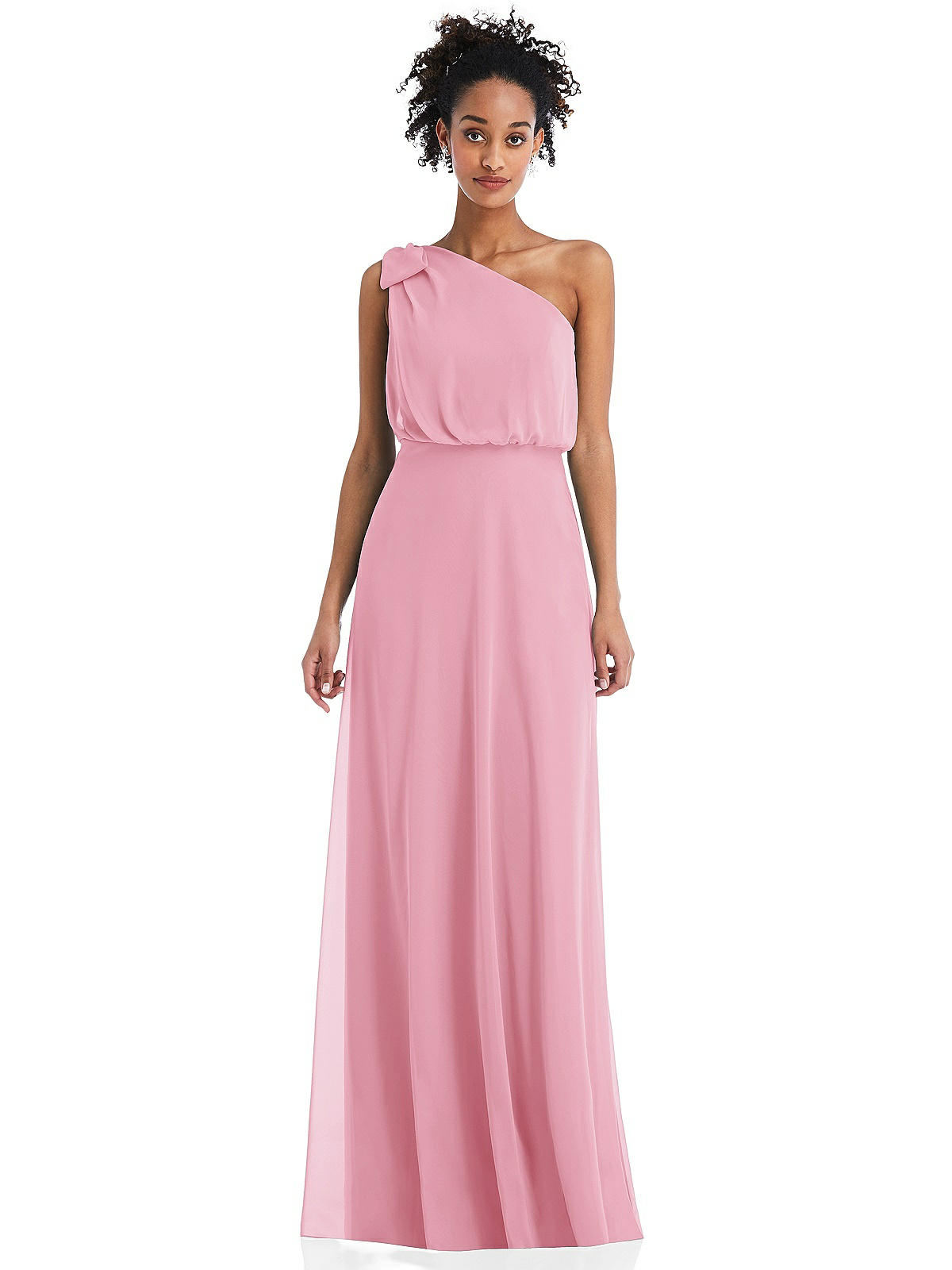 One-Shoulder Bow Blouson Bodice Maxi 