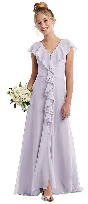 Cascading Ruffle Full Skirt Chiffon Junior Bridesmaid Dress