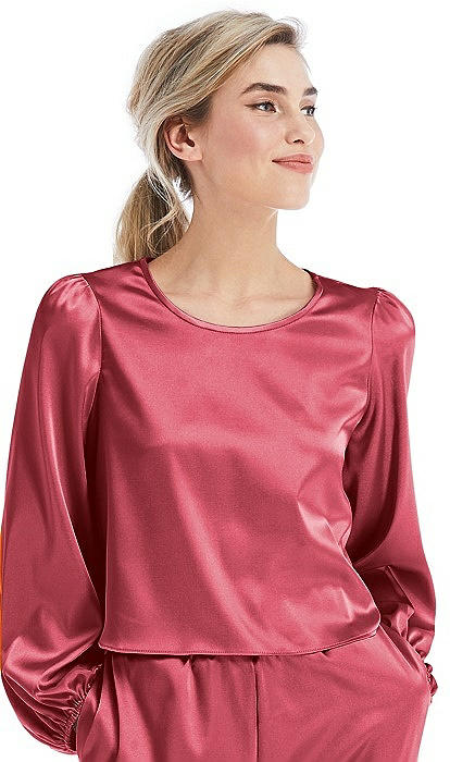 Satin Pullover Puff Sleeve Top - Parker
