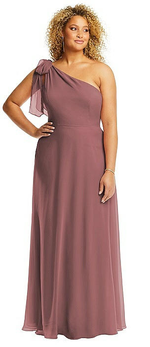 Draped One-Shoulder Maxi Dress with Scarf Bow