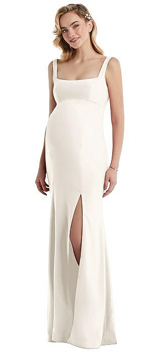 Wide Strap Square Neck Maternity Trumpet Gown