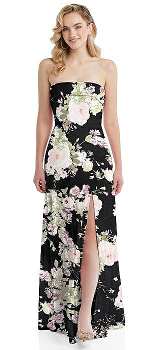 Cuffed Strapless Maxi Dress with Front Slit