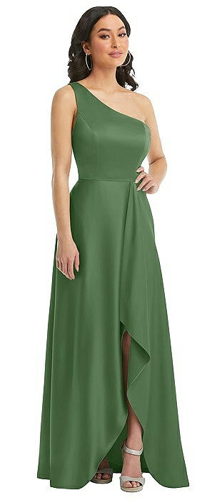 One-Shoulder High Low Maxi Dress with Pockets