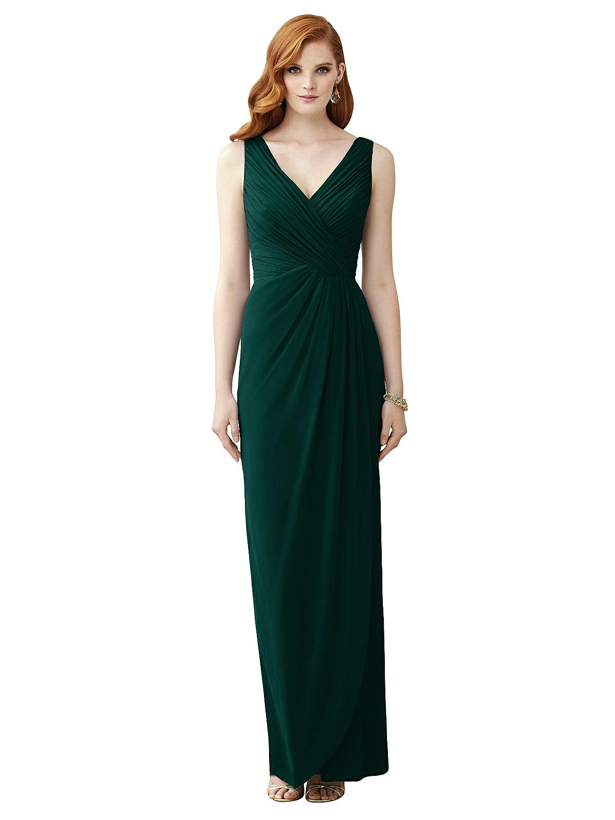 1950s History of Prom, Party, Evening and Formal Dresses Sleeveless Draped Faux Wrap Maxi Dress - Dahlia  AT vintagedancer.com