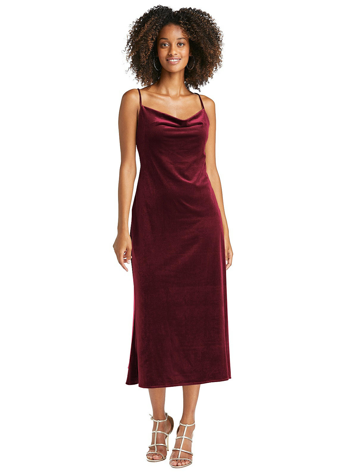 Cowl-Neck Convertible Velvet Midi Slip Dress