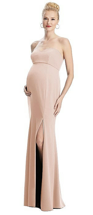 Strapless Crepe Maternity Dress with Trumpet Skirt