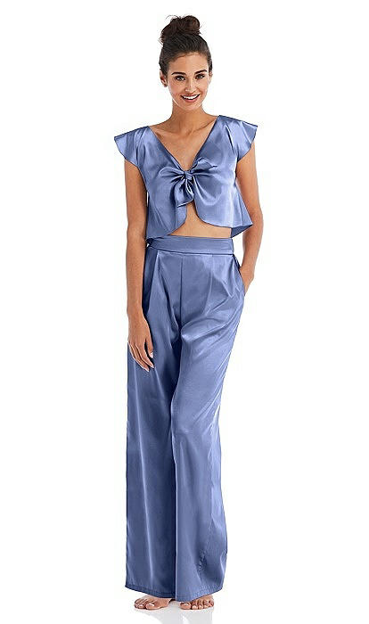 Satin Wide-Leg Lounge Pants with Pockets - Ray