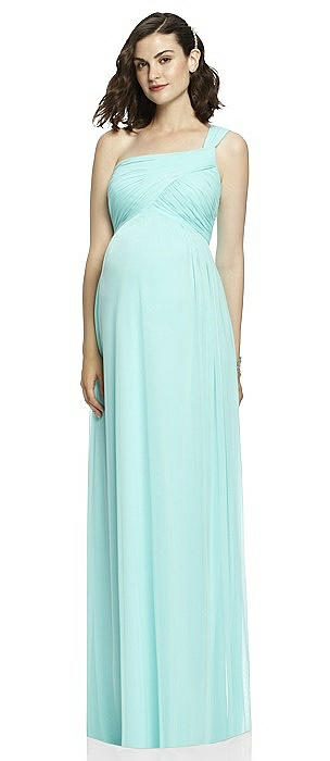 One-Shoulder Asymmetrical Draped Wrap Maternity Dress