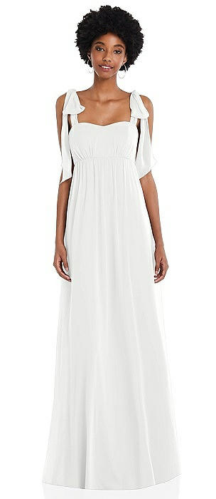 White Empire Waist Bridesmaid Dresses 
