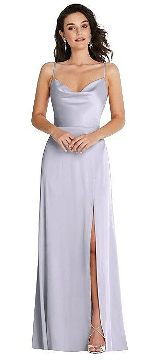Cowl-Neck A-Line Maxi Dress with Adjustable Straps