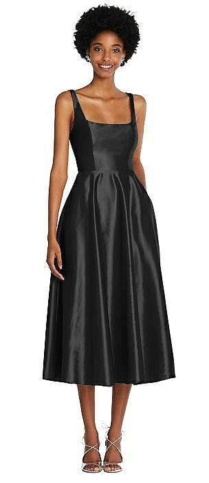 midi black bridesmaid dress